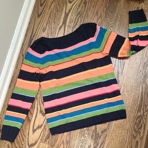 Talbots Pink and Blue Boat Neck Striped Sweater